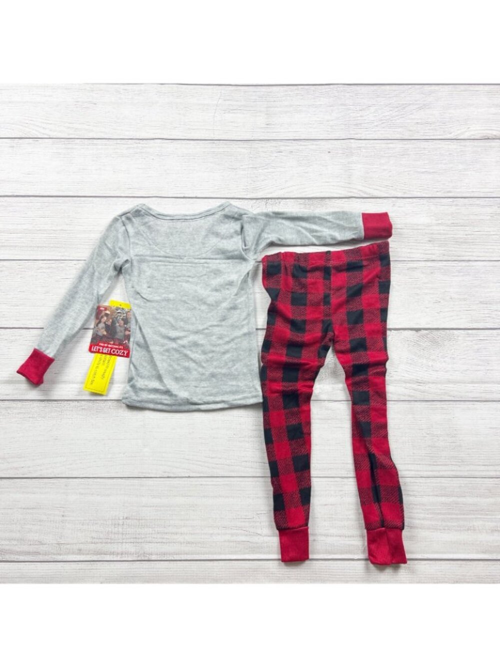 Lets Get Cozy Kids Little Bear Pajama Set Red Buffalo Plaid Sleepwear NWT 2T - Picture 4 of 4